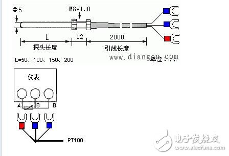 pt100温度变送器怎么接线